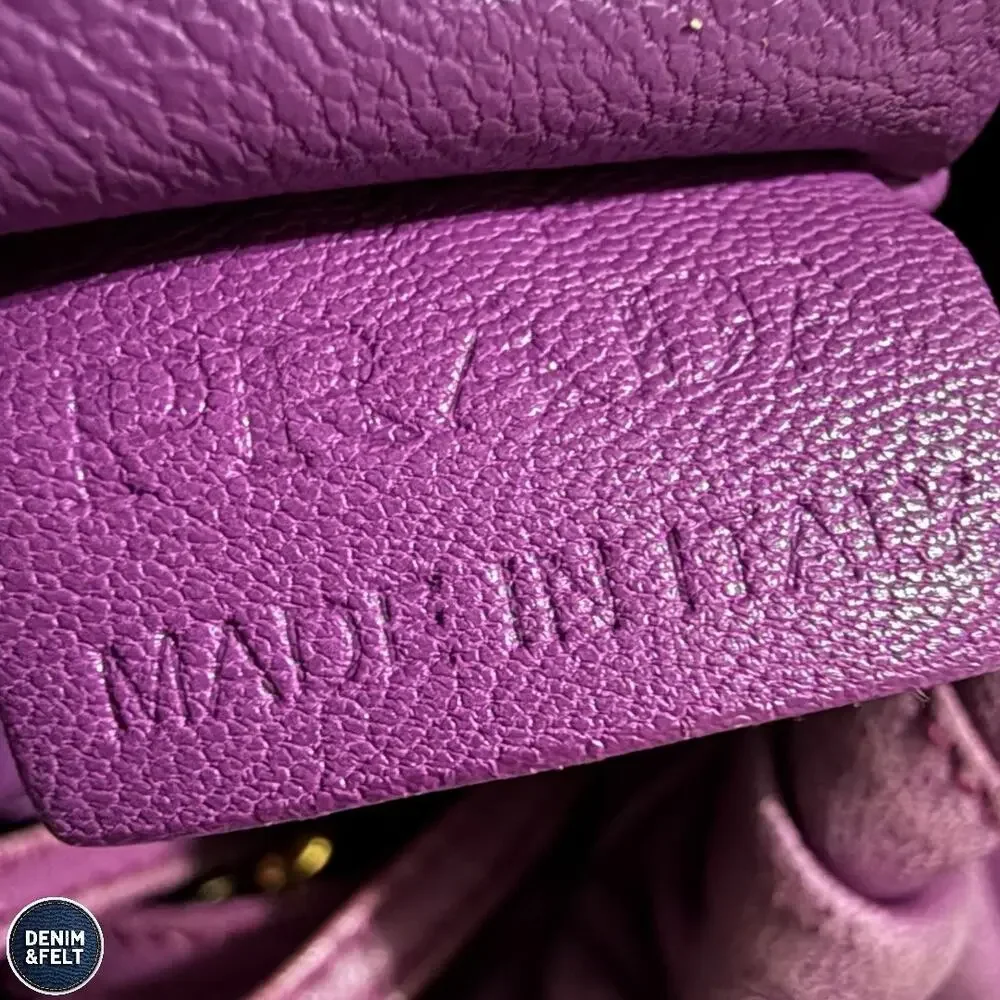 Prada Purple Leather Pleated Shoulder Bag Gold Hardware Slouchy‎ Hobo Purse Luxe